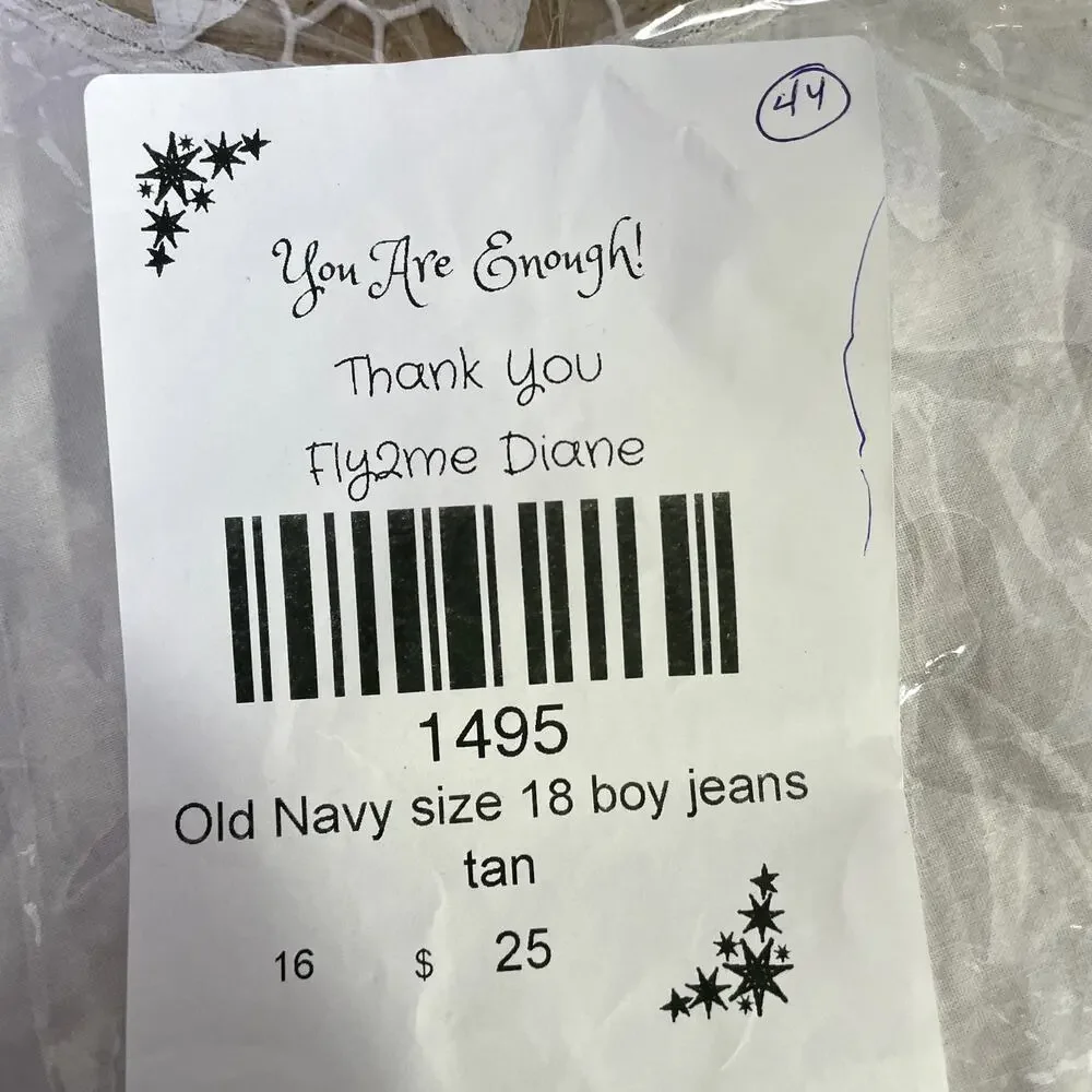 SKU 1495 Old Navy Teen Size 18 Pleated Pants Jeans Tan